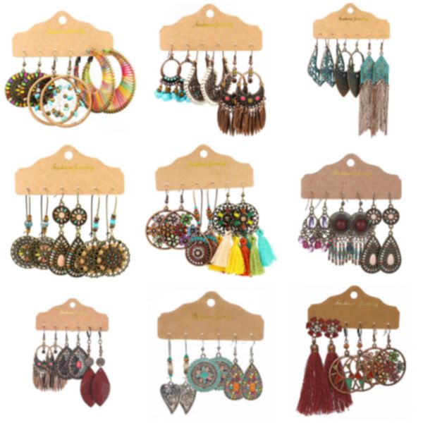 3 sets of tassel earrings bohemian earrings fashion alloy jewelry retro national earrings gifts, Silver
3 sets of tassel earrings bohemian earrings fashion alloy jewelry retro national earrings gifts, Silver