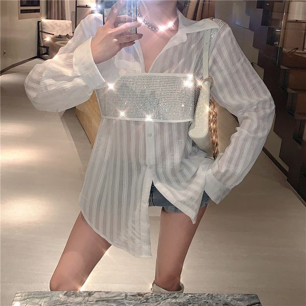 2021 New Mode Female Shirts Two Pieces Striped Sequins Chic White Blouse Blingbling Loose Tops Korean Fashion Clothes 0Q4P
2021 New Mode Female Shirts Two Pieces Striped Sequins Chic White Blouse Blingbling Loose Tops Korean Fashion Clothes 0Q4P