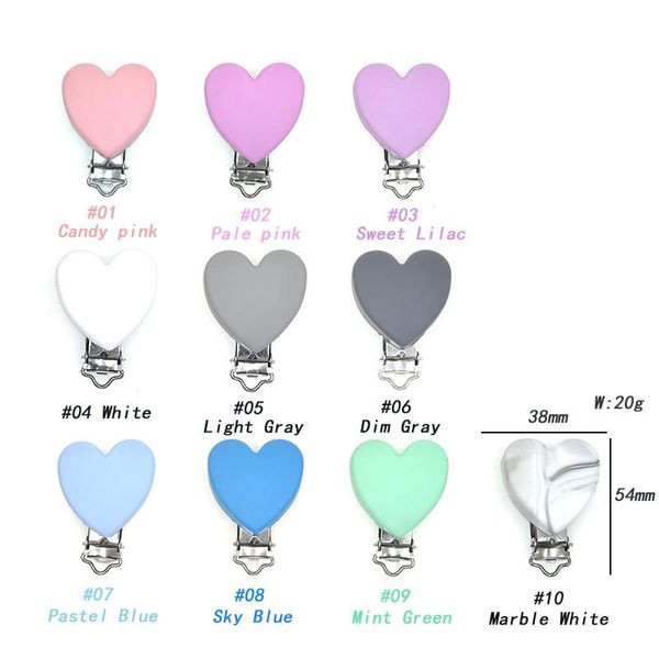 10/20/50 Pcs Heart Shaped Pacifier Clips Silicone Baby Nippe Holder Clip Non-toxic Nipple Clasps Pacifier Chain Silicone Rodent