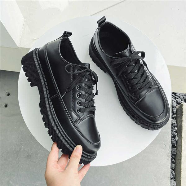 autumn british style leather shoes men's casual formal suit men's shoes black student thin fashionable young student small leather
