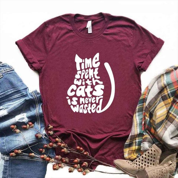 time spent with cats is never wasted print women tshirt cotton casual funny t shirt gift lady yong girl tee color, White
time spent with cats is never wasted print women tshirt cotton casual funny t shirt gift lady yong girl tee color, White