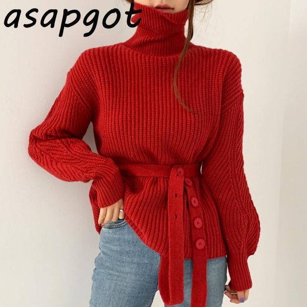 women's sweaters solid chic korean 2021 winter red button turtleneck lace up casual vintage long sleeve waist knit shirts pull fashion, White;black
women's sweaters solid chic korean 2021 winter red button turtleneck lace up casual vintage long sleeve waist knit shirts pull fashion, White;black