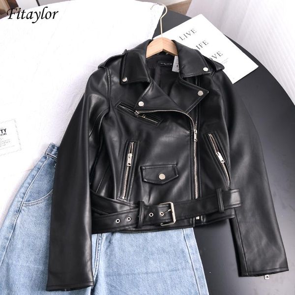 fitaylor autumn soft faux leather short jacket women new spring lapel belt pu leather punk coat black zipper moto biker outwear
fitaylor autumn soft faux leather short jacket women new spring lapel belt pu leather punk coat black zipper moto biker outwear