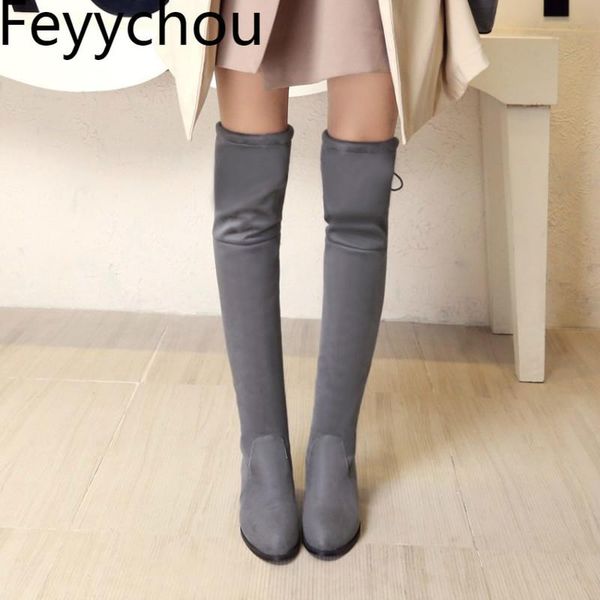 women boots autumn med heel warm flock lace up over the knee round toe stretch boots 2020 new fashion black big size 34-43
women boots autumn med heel warm flock lace up over the knee round toe stretch boots 2020 new fashion black big size 34-43