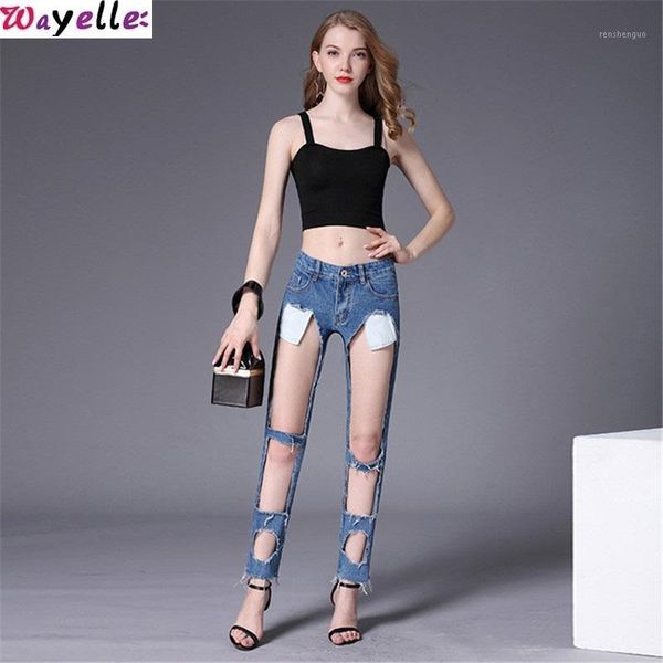2019 girl denim trousers female large size xl/ high waist loose thin a hole edge student fashion missing fabric pants1, Blue
2019 girl denim trousers female large size xl/ high waist loose thin a hole edge student fashion missing fabric pants1, Blue