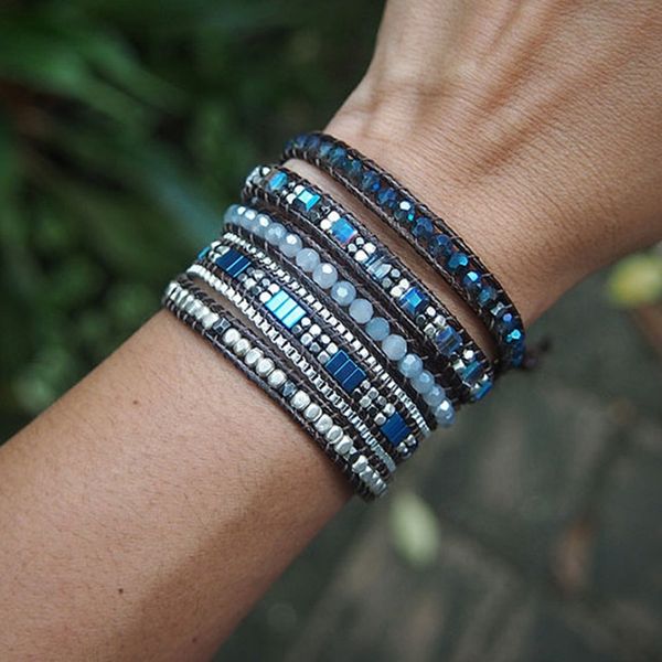men and women 4mm bead blue adjustable bohemian crystal healing wrap statement bead bracelet y200730, Black
men and women 4mm bead blue adjustable bohemian crystal healing wrap statement bead bracelet y200730, Black