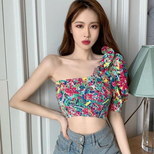 summer irregular female slim short women floral print blouse ruffled chiffon shirt, White
summer irregular female slim short women floral print blouse ruffled chiffon shirt, White