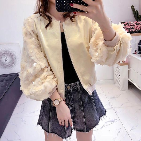 women's jackets women 2021 spring autumn fashion sequin long sleeve stand collar jacket female casual loose ladies zipper coats f1241, Black;brown
women's jackets women 2021 spring autumn fashion sequin long sleeve stand collar jacket female casual loose ladies zipper coats f1241, Black;brown