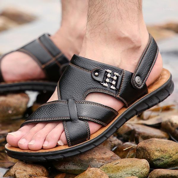 2020 summer beach shoes men's trend casual non-slip sandals genuine leather mens sandal male cow leather comfort shoes1, Black
2020 summer beach shoes men's trend casual non-slip sandals genuine leather mens sandal male cow leather comfort shoes1, Black
