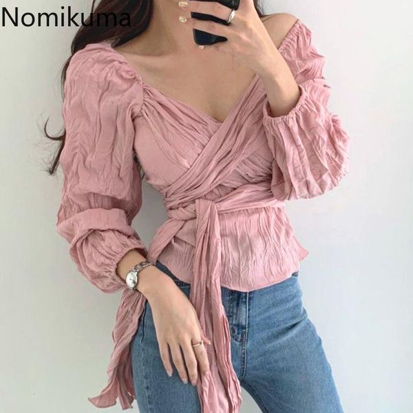 women's blouses & shirts nomikuma korean chic v-neck womens and bandage slim waist long sleeve blusas mujer 2021 pleated 6b219, White
women's blouses & shirts nomikuma korean chic v-neck womens and bandage slim waist long sleeve blusas mujer 2021 pleated 6b219, White