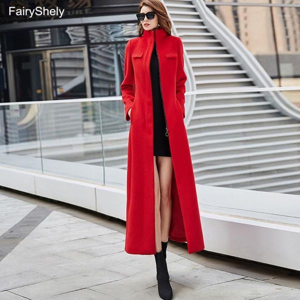 fairyshely red zipper woolen coat 2021 women autumn winter new plus size female long section coat office lady elegant 3xl1, Black
fairyshely red zipper woolen coat 2021 women autumn winter new plus size female long section coat office lady elegant 3xl1, Black