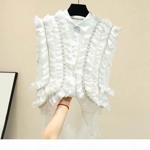 2020 black and white casual off shoulder ruffles blouse women lapel sleeveless pearl oversize shirt female spring fashion new
2020 black and white casual off shoulder ruffles blouse women lapel sleeveless pearl oversize shirt female spring fashion new