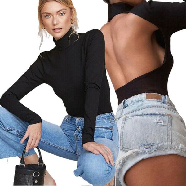 black backless turtleneck jumpsuit body suit stretch lady long sleeve leotard fashion top, Black;white
black backless turtleneck jumpsuit body suit stretch lady long sleeve leotard fashion top, Black;white