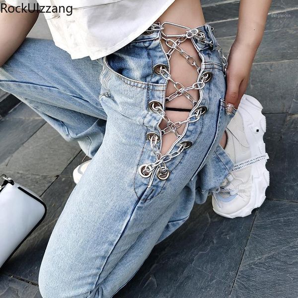 side hollow rivet metal chain high waist slim denim pant women streetwear fashion jeans dark harajuku punk elegant summer1, Blue
side hollow rivet metal chain high waist slim denim pant women streetwear fashion jeans dark harajuku punk elegant summer1, Blue