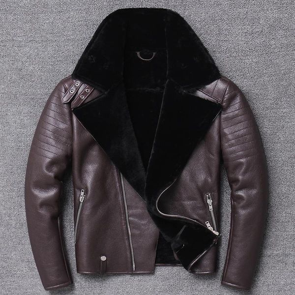 men b3 more fur leather men's brief paragraph locomotive leather fur coat1, Black
men b3 more fur leather men's brief paragraph locomotive leather fur coat1, Black