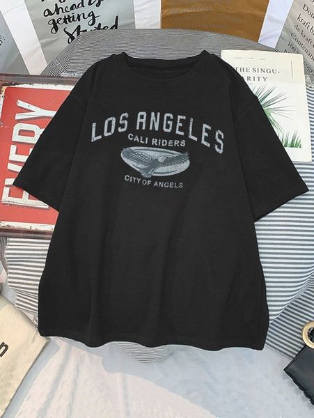eagle & letter graphic tee l3mj#, White 
eagle & letter graphic tee l3mj#, White