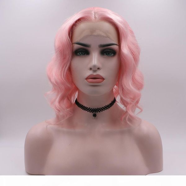 short lace front wigs synthetic heat resistant fiber hair pink color half hand tied glueless short wavy lacefront wig for women, Black;brown
short lace front wigs synthetic heat resistant fiber hair pink color half hand tied glueless short wavy lacefront wig for women, Black;brown