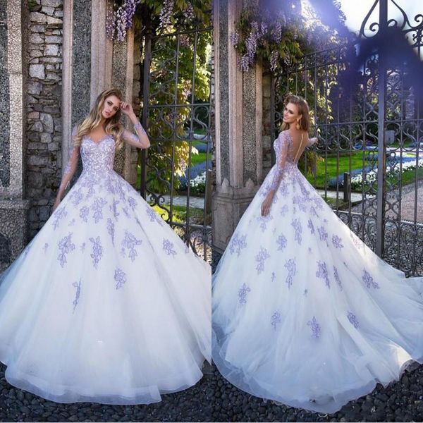 bridal gowns new charming lavender illusion bodices a line wedding dresses 2021 sheer neck long sleeves lace appliqued beach wedding gown cu, White
bridal gowns new charming lavender illusion bodices a line wedding dresses 2021 sheer neck long sleeves lace appliqued beach wedding gown cu, White