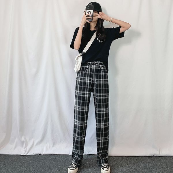 2021 new spring autumn black and white plaid pattern wide-waist leg high-loose thin tube straight retro floor pants ok05, Black;white
2021 new spring autumn black and white plaid pattern wide-waist leg high-loose thin tube straight retro floor pants ok05, Black;white