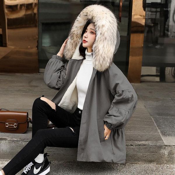 women 2020 winter new fashion big fur collar parkas female solid color warm outwears ladies mid-long zipper loose outwear r961, Black
women 2020 winter new fashion big fur collar parkas female solid color warm outwears ladies mid-long zipper loose outwear r961, Black