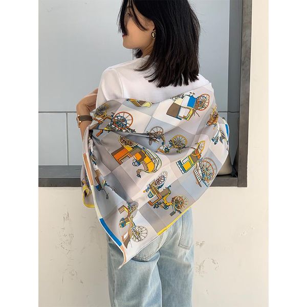 scarves carriages print 100% silk scarf shawl wraps women fashon hijab head 35"x35", Blue;gray
scarves carriages print 100% silk scarf shawl wraps women fashon hijab head 35"x35", Blue;gray