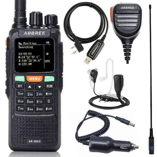 walkie talkie abbree ar-889g gps 10w powerful portable cross band dual long range ham two way radio communicator