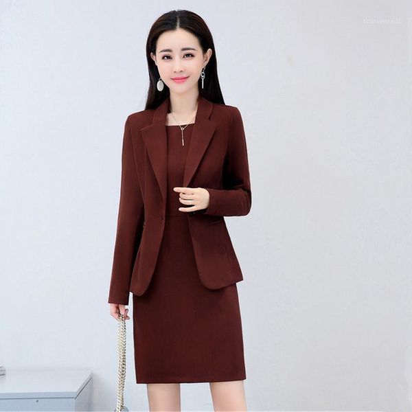 work dresses women's suit set ladies 2-piece single button blazer matching dress long-sleeved slim-fit business1, White;black
work dresses women's suit set ladies 2-piece single button blazer matching dress long-sleeved slim-fit business1, White;black