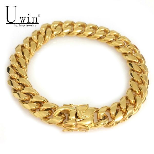 uwin 20cm miami cuban curb link chain bracelet stainless steel gold silver color men's hiphop link bracelet 8mm 10mm 12mm 14mm 200928, Black
uwin 20cm miami cuban curb link chain bracelet stainless steel gold silver color men's hiphop link bracelet 8mm 10mm 12mm 14mm 200928, Black