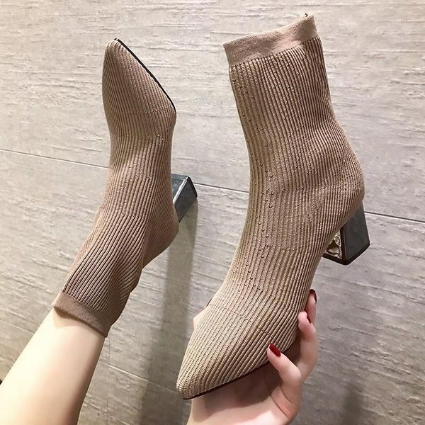 black khaki knitted elastic socks boots thick high heel ankle boots women 2020 pointed toe elegant short booties for ladies1
black khaki knitted elastic socks boots thick high heel ankle boots women 2020 pointed toe elegant short booties for ladies1