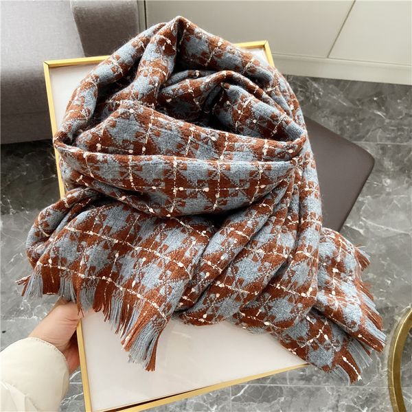 korean new shawl winter versatile plaid scarf thickened warm neck cashmere handkerchief female winter, Blue;gray
korean new shawl winter versatile plaid scarf thickened warm neck cashmere handkerchief female winter, Blue;gray