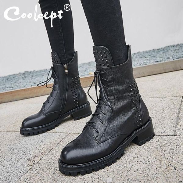 coolcept women half short boots real leather designer shoes women new winter lace up zipper rivets casual short boots size 34-42, Black
coolcept women half short boots real leather designer shoes women new winter lace up zipper rivets casual short boots size 34-42, Black