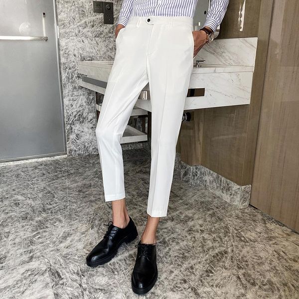 men clothes 2020 summer korean slim fit suit pants men all match business casual mens dress pants ankle length office trousers, White;black
men clothes 2020 summer korean slim fit suit pants men all match business casual mens dress pants ankle length office trousers, White;black