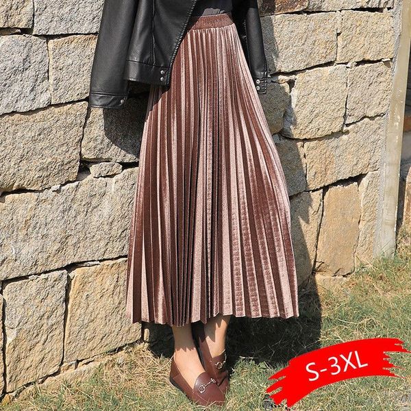 plus size autumn winter women gold velvet high waist skirt long metallic maxi pleated midi skirt casual small swing faldas1, Black
plus size autumn winter women gold velvet high waist skirt long metallic maxi pleated midi skirt casual small swing faldas1, Black