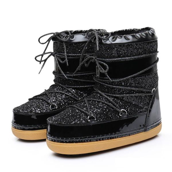 gold silver bling women snow boots lace up inside warm women ankle boots casual ladies shoes work safety shoes, Black
gold silver bling women snow boots lace up inside warm women ankle boots casual ladies shoes work safety shoes, Black