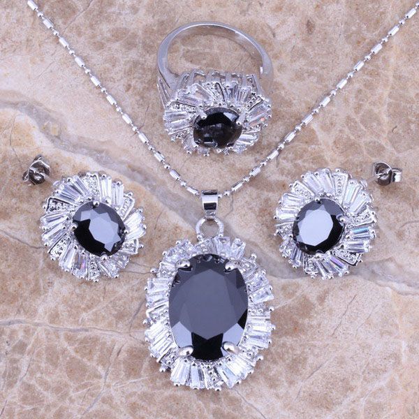 black cubic zirconia white cz silver plated jewelry sets earrings pendant ring size 6 / 7 / 8 9 10 s0086
black cubic zirconia white cz silver plated jewelry sets earrings pendant ring size 6 / 7 / 8 9 10 s0086