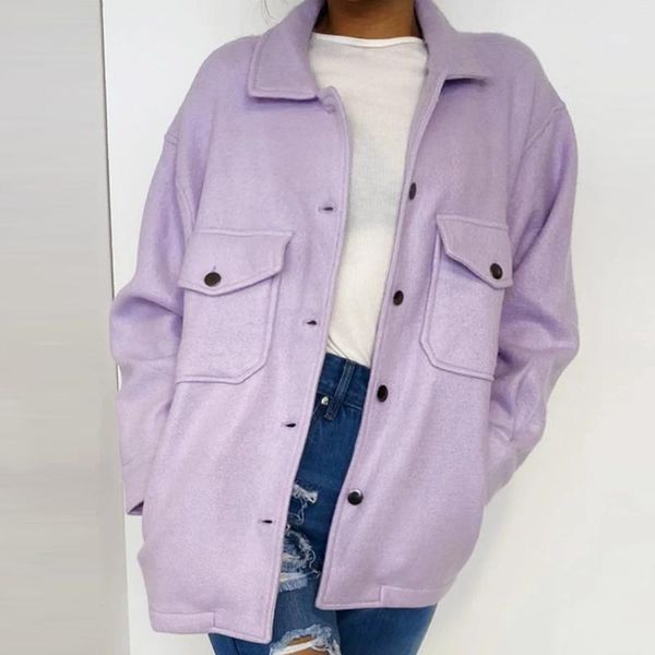 women breasted turn-down collar wool coat casual long sleeve button pocket outwear female solid loose streetwear jacket, Black;brown
women breasted turn-down collar wool coat casual long sleeve button pocket outwear female solid loose streetwear jacket, Black;brown