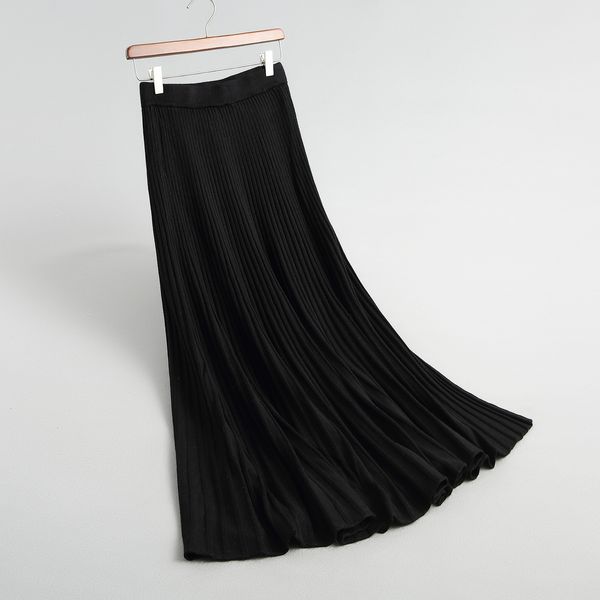 2021 new high waist knitted casual pleated long pure color women a line skirt jupe femme saia 81pq, Black
2021 new high waist knitted casual pleated long pure color women a line skirt jupe femme saia 81pq, Black