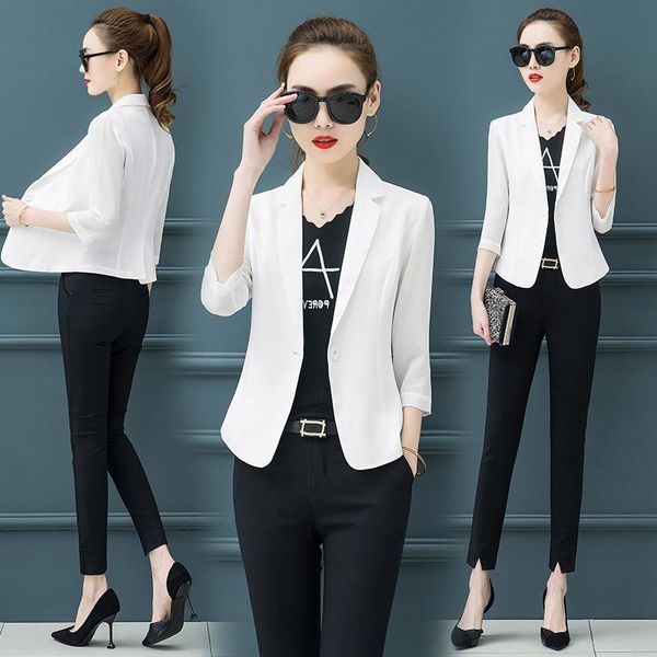 women's suits & blazers female ladies suit jacket 2021 fashion thin section seven-point sleeve blaser office clothing, White;black
women's suits & blazers female ladies suit jacket 2021 fashion thin section seven-point sleeve blaser office clothing, White;black