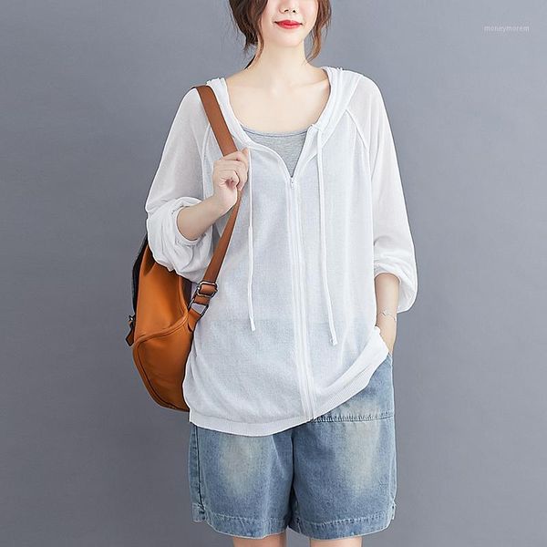 women's jackets 2021 summer plus size female clothes hooded prevented bask loose ice silk knitting cardigans zip long women jackets1, Black;brown
women's jackets 2021 summer plus size female clothes hooded prevented bask loose ice silk knitting cardigans zip long women jackets1, Black;brown
