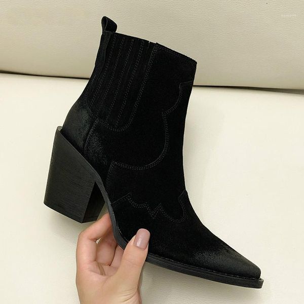 boots real cow leather suede western ankle women point toe kitten heels short winter cowboy knight woman1, Black
boots real cow leather suede western ankle women point toe kitten heels short winter cowboy knight woman1, Black