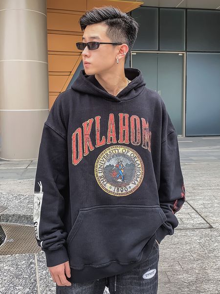 rhude yellow slogan fisherman's letter print oversize drop shoulder sleeve loose pullover hooded thickened sweater, Black
rhude yellow slogan fisherman's letter print oversize drop shoulder sleeve loose pullover hooded thickened sweater, Black