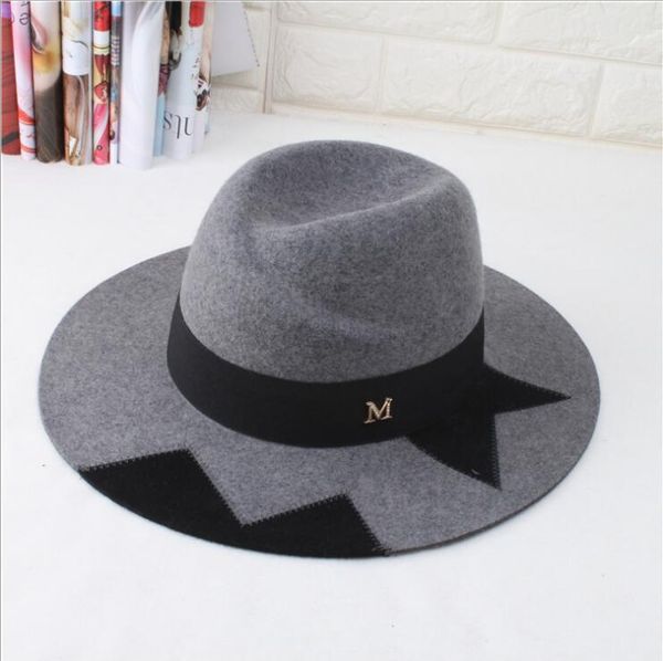 wide brim hats 100% wool fedora hat split joint warm comfortable cool beautiful letter for men women, Blue;gray
wide brim hats 100% wool fedora hat split joint warm comfortable cool beautiful letter for men women, Blue;gray