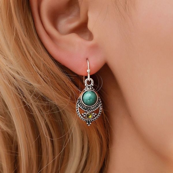 simple diamond earrings bohemian pendant court retro earrings, Silver