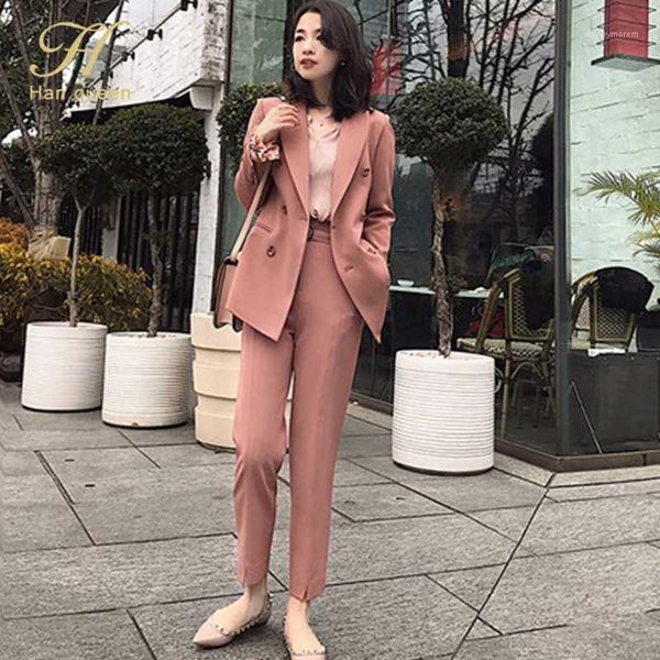 h han queen office ladies outfits women pant suit double-breasted jacket & slim pant female 2 pieces set 2020 autumn blazer set1, White;black
h han queen office ladies outfits women pant suit double-breasted jacket & slim pant female 2 pieces set 2020 autumn blazer set1, White;black