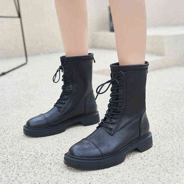 female boots spring boot's 2022 autumn leather women's wind thick soled high barrel martin boots, Black
female boots spring boot's 2022 autumn leather women's wind thick soled high barrel martin boots, Black