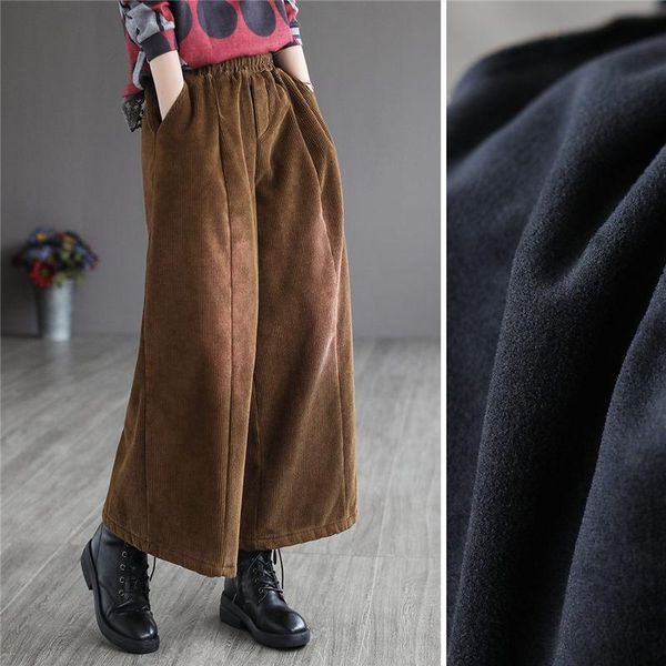 retro corduroy solid color casual pants women 2021 winter trousers new plus velvet warm loose wide leg pants elastic waist y1059, Black;white
retro corduroy solid color casual pants women 2021 winter trousers new plus velvet warm loose wide leg pants elastic waist y1059, Black;white
