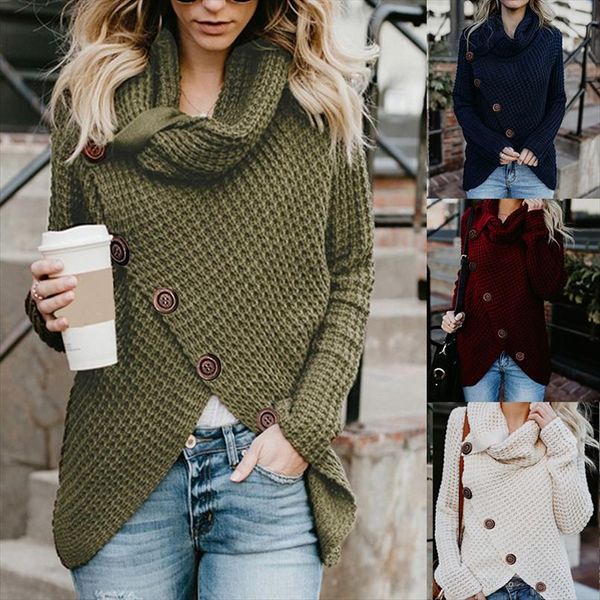 women turtleneck sweaters winter casual irregular oversized knitted pullovers streetwear buttons long sleeve solid female jumper, White;black
women turtleneck sweaters winter casual irregular oversized knitted pullovers streetwear buttons long sleeve solid female jumper, White;black