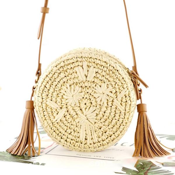 round straw hand woven bag beach shoulder crossbody bags retro summer casual totes handmade messemher bag with tassels handbag
round straw hand woven bag beach shoulder crossbody bags retro summer casual totes handmade messemher bag with tassels handbag