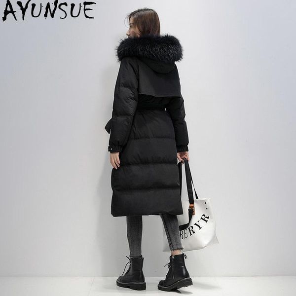 ayunsue women's down jacket 2020 winter raccoon dog fur collar long white duck down coat female puffer jacket women parka thick, Black
ayunsue women's down jacket 2020 winter raccoon dog fur collar long white duck down coat female puffer jacket women parka thick, Black