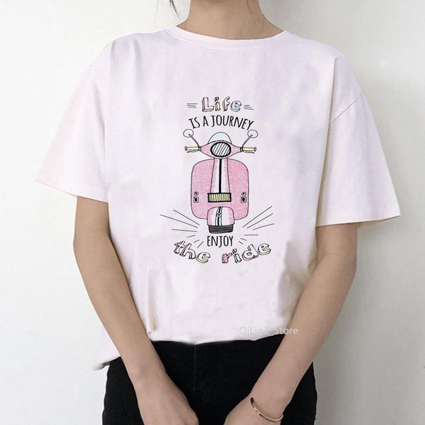 life is a journey pink scooter printed graphic tees women vogue watercolor flowers scooter design t-shirt tumblr clthoes, White
life is a journey pink scooter printed graphic tees women vogue watercolor flowers scooter design t-shirt tumblr clthoes, White